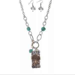 NATURE Mixed Metals Necklace Earring Set